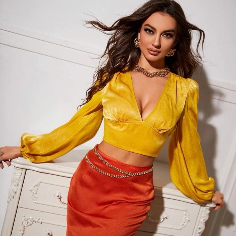 Mustard silk top
